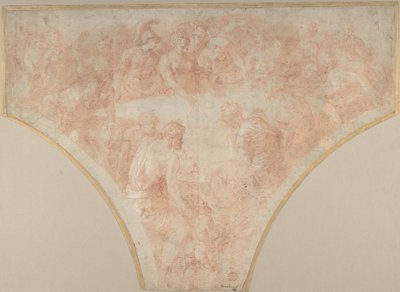 ペレウスとテティスの結婚でエリスが投げた不和のリンゴ：フレスコ画のための研究...、1504-70。 作： Francesco Primaticcio