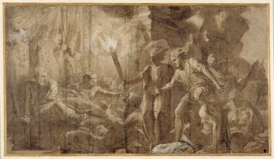 オムファレの横に横たわるヘラクレス 作： Francesco Primaticcio