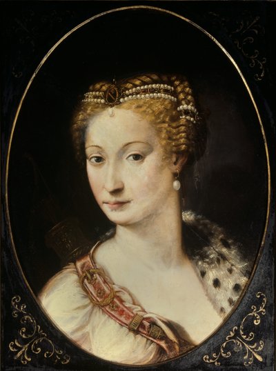 ディアーヌ・ド・ポワチエ（1499 - 1566）ブレゼの夫人、ヴァレンティノワ公爵夫人の肖像。フランチェスコ・プリマティッチオ（通称プリマティッチ）の絵画（1504年 - 1570年 作： Francesco Primaticcio