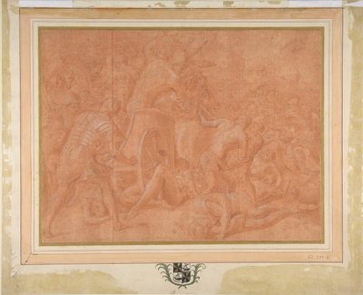 ユリシーズと彼の仲間がイスマロス市の前でキコネスと戦う、研究...、1555-60。 作： Francesco Primaticcio