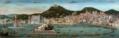 タボラ・ストロッツィ。ナポリの眺め、アラゴン艦隊は1465年7月12日に港に入港しました 作： Francesco Rosselli