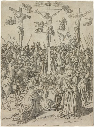 『聖母とキリストの生涯』よりプレート 10、二人の盗賊との磔刑 作： Francesco Rosselli