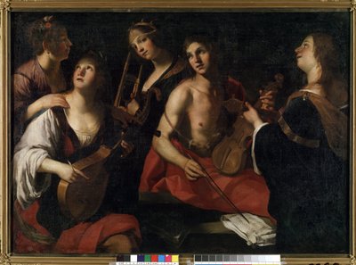 コンサート（コンサート）。 Francesco Rustici (1575-1626 年頃) による絵画。 キャンバスに油彩 作： Francesco Rustici