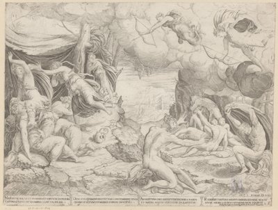 アポロとダイアナはニオベの子供たちを殺します 作： Francesco Salviati