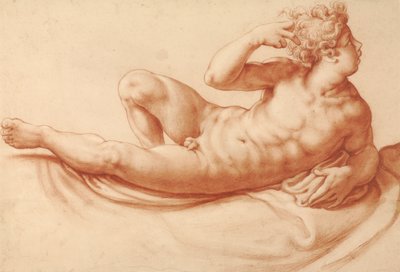横たわる男性ヌード 作： Francesco Salviati