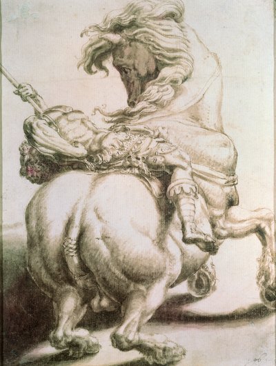 槍で刺されたライダー、16世紀 作： Francesco de Rossi Salviati Cecchino
