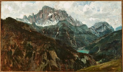 イタリア、モンテ・チベッタ、山の風景（油彩・キャンバス 作： Francesco Sartorelli
