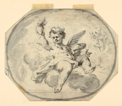 素描、絵画天井のデザイン、1770-1800年 作： フランチェスコ・サヴェリオ・メルゴロ
