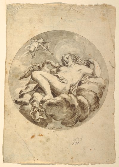 天井のフレスコ画のプロジェクト: レダと白鳥 作： Francesco Saverio Mergolo