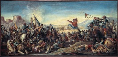 Veneto-Austro-Ottoman War（第3次オーストリア・オットマン戦争または第7次ヴェネツィア・オットマン戦争）「ギリシャのコルフ島でのヴェネツィア人とトルコ人の戦い 作： Francesco Simonini