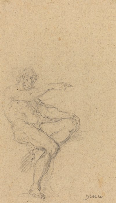 右を指している裸の男性 作： Francesco Solimena