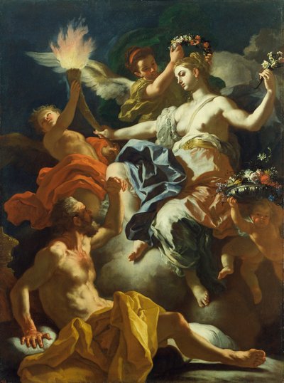 オーロラがティトナスを去る、1704 作： Francesco Solimena