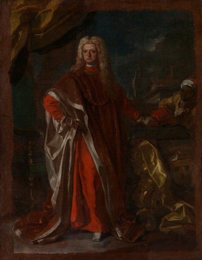 Diego Pignatelli dAragona 1687-1750と奴隷化されたアフリカ人の召使い、おそらく1731または1732。 作： Francesco Solimena
