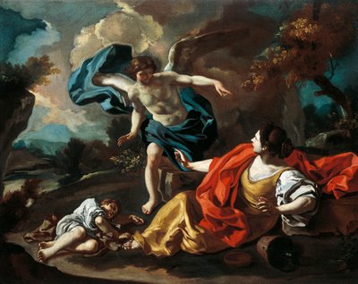 フランチェスコ・デ・ムラ（1696-1782）作「ハガルとイシュマエル」、油彩・キャンバス、73x98cm 作： Francesco Solimena