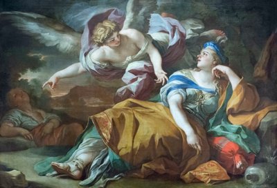 天使に慰められて砂漠にいるハガルとイシュマエル 作： Francesco Solimena