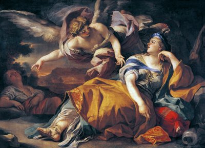ハガルと天使」フランチェスコ・ソリメーナ（1657-1747）作、油彩・キャンバス 作： Francesco Solimena