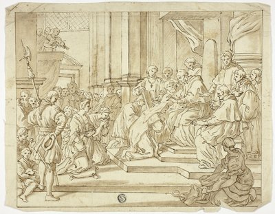 教皇、修道女に祝福を 作： Francesco Solimena