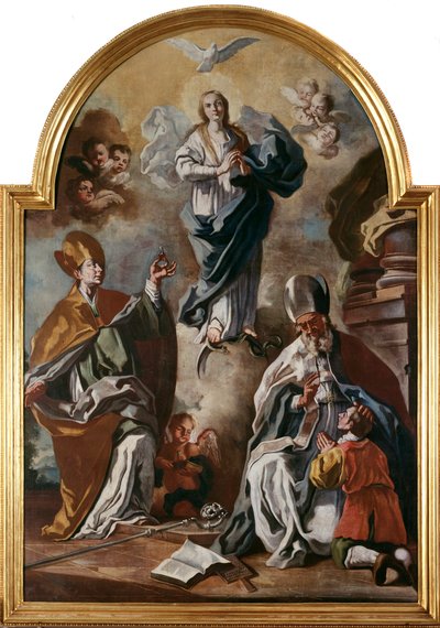 聖母と聖人の上に現れる聖霊の鳩（油彩・キャンバス 作： Francesco Solimena
