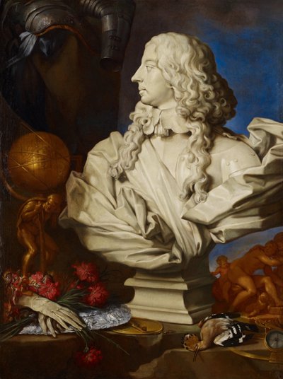 ベルニーニのフランシス・イ・デステの胸像との寓話的な静物 作： Francesco Stringa