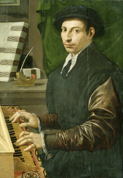 バージナルを演奏する男の肖像 作： Francesco Traballesi