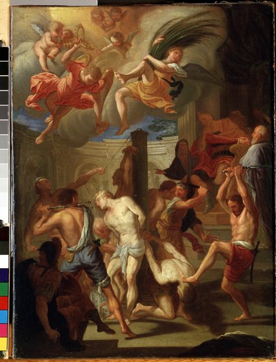 Quatre Holy martyrs（四聖殉教者）。 Francesco Trevisani (1656-1746) の絵画。 キャンバスに油彩、50 x 38 cm。 ローマ美術、イタリアのバロック様式。 State M. Ciurlionis Art Museum、カウナス (リトアニア)。 作： Francesco Trevisani