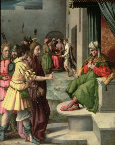 カイアファスの前のキリスト 作： Francesco Ubertini Bacchiacca