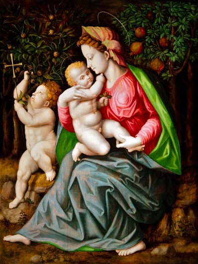 聖母子と幼子聖ヨハネ 作： Francesco Ubertini Il Bacchiacca