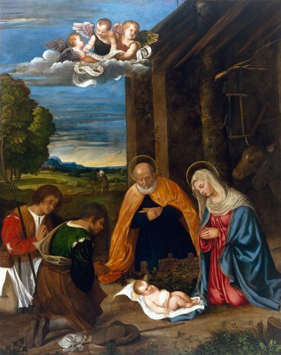 羊飼いとキリスト降誕、1519年から26年 作： Francesco Vecellio