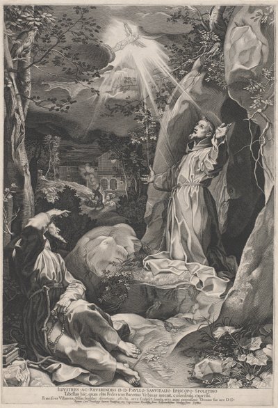 聖痕を受ける聖フランチェスコ 作： Francesco Villamena, after Federico Barocci