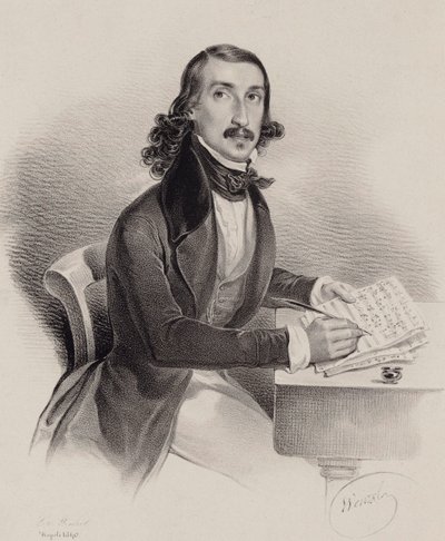 歌手で作曲家のジャシント・マラスの肖像 1810～1883年、1840年。 作： Francesco Wenzel