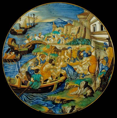 イリアド・ド・ホメレフランチェスコ・ザント・アヴェリ（1530/1540年頃活躍）が製作したファイアンス製の皿で、パリスによるヘレネの誘拐を表現しています。トロイア戦争を解き明かすエピソードである。ウルビーノで実現。1537.パリ、ルーヴル美術館 作： Francesco Xanto Avelli