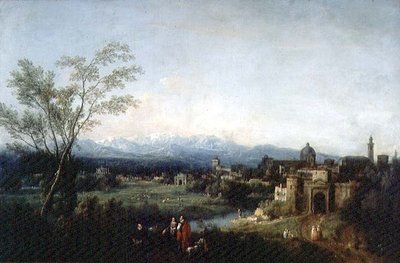 ヴィチェンツァの幻想的な風景」（油彩・キャンバス 作： Francesco Zuccarelli