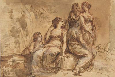 風景の中の 5 人の若い女性、1702 年から 88 年。 作： Francesco Zuccarelli