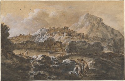 海水浴場のある山岳河川の風景 作： Francesco Zuccarelli