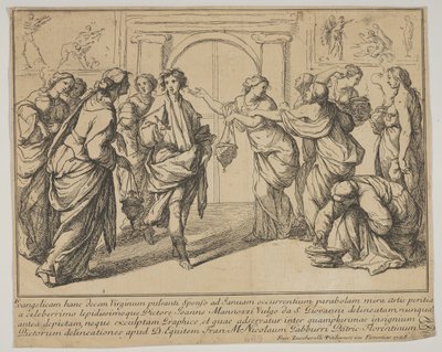 賢明で愚かな処女、1728。 作： Francesco Zuccarelli