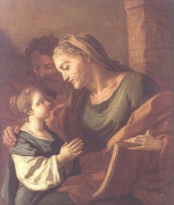 キリストの子を指導する聖アンナ 作： Francesco de Mura
