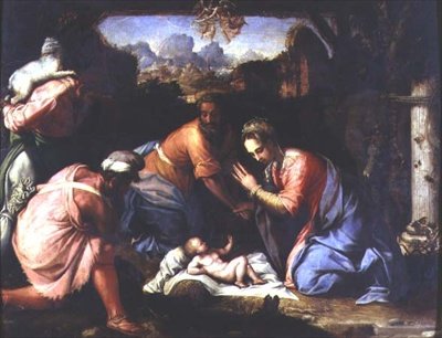 羊飼いたちの礼拝」 1525年頃（パネル） 作： Francesco de Rossi Salviati Cecchino