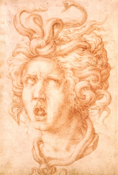 Medusa (giz vermelho sobre papel esbranquiçado) 作： Francesco de Rossi Salviati Cecchino