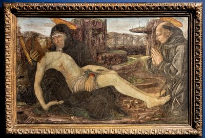 フランチェスコ・デル・コッサ作、聖フランシスコの姿で描かれたクライアントとの嘆き 作： Francesco del Cossa