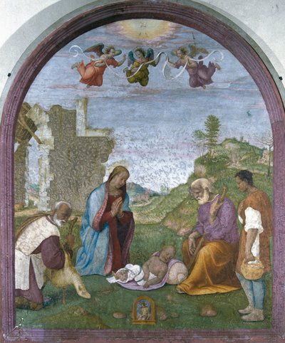 羊飼いの礼拝」（フレスコ画 作： Francesco di Cristofano Franciabigio
