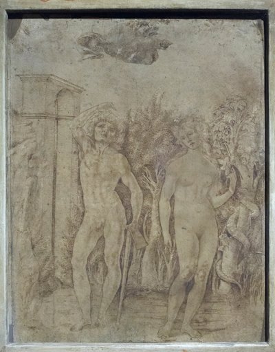 アダムとイヴ 1470年頃 羊皮紙にペンとインク 作： Francesco di Giorgio Martini