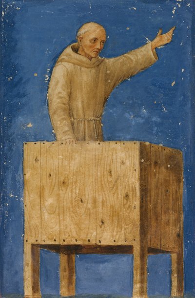 説教壇から説教するセントバーナーディーノ1470-75。 作： Francesco di Giorgio Martini