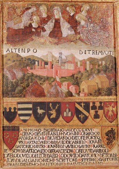 1466年、地震からシエナを守る聖母 作： Francesco di Giorgio Martini