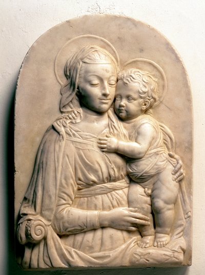 子供を連れた聖母大理石のローレリーフ 作： Francesco di Simone da Fiesole Ferrucci