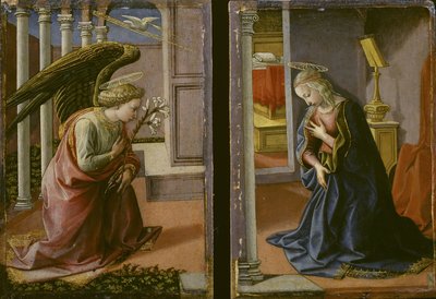 ディプティク-受胎告知、c.1450-55 作： Francesco di Stefano Pesellino
