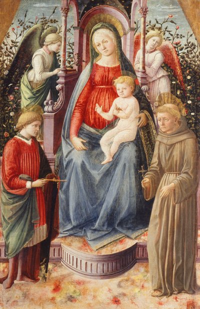 聖人ジュリアンとフランシスとマドンナと子供、 作： Francesco di Stefano Pesellino