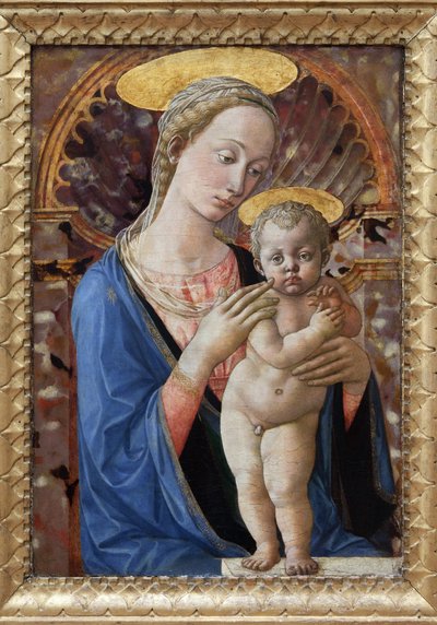聖母子、フランチェスコ ディ ステファノの絵画、ペセリーノ (ca. 1422-1457) として知られています。 写真、KIM Youngtae、リヨン、Musee des Beaux Arts de Lyon。 作： Francesco di Stefano Pesellino