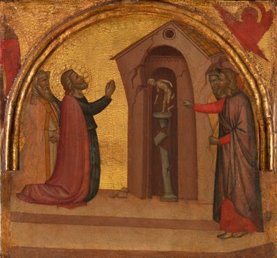 伝道者聖ヨハネは異教の神殿を崩壊させます。 1370。 作： Francescuccio Ghissi