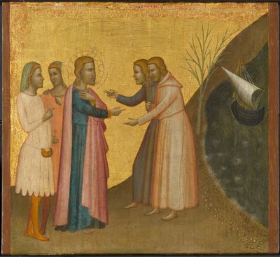 ActeusとEugenius Implore聖ヨハネ福音伝道者、彼らの富を回復するため、c.1370-1380（テンペラとパネル上の金箔） 作： Francescuccio Ghissi