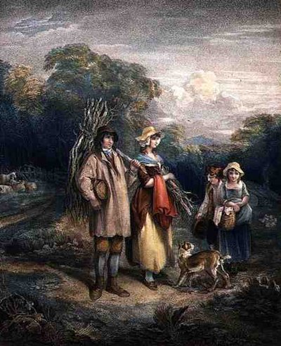 ジョン・ウェッセル（c.1760-1823）が彫った「木こりの帰還」は、T.シンプソンとダーリング＆トンプソンによって出版されました。 作： Francis (after) Wheatley